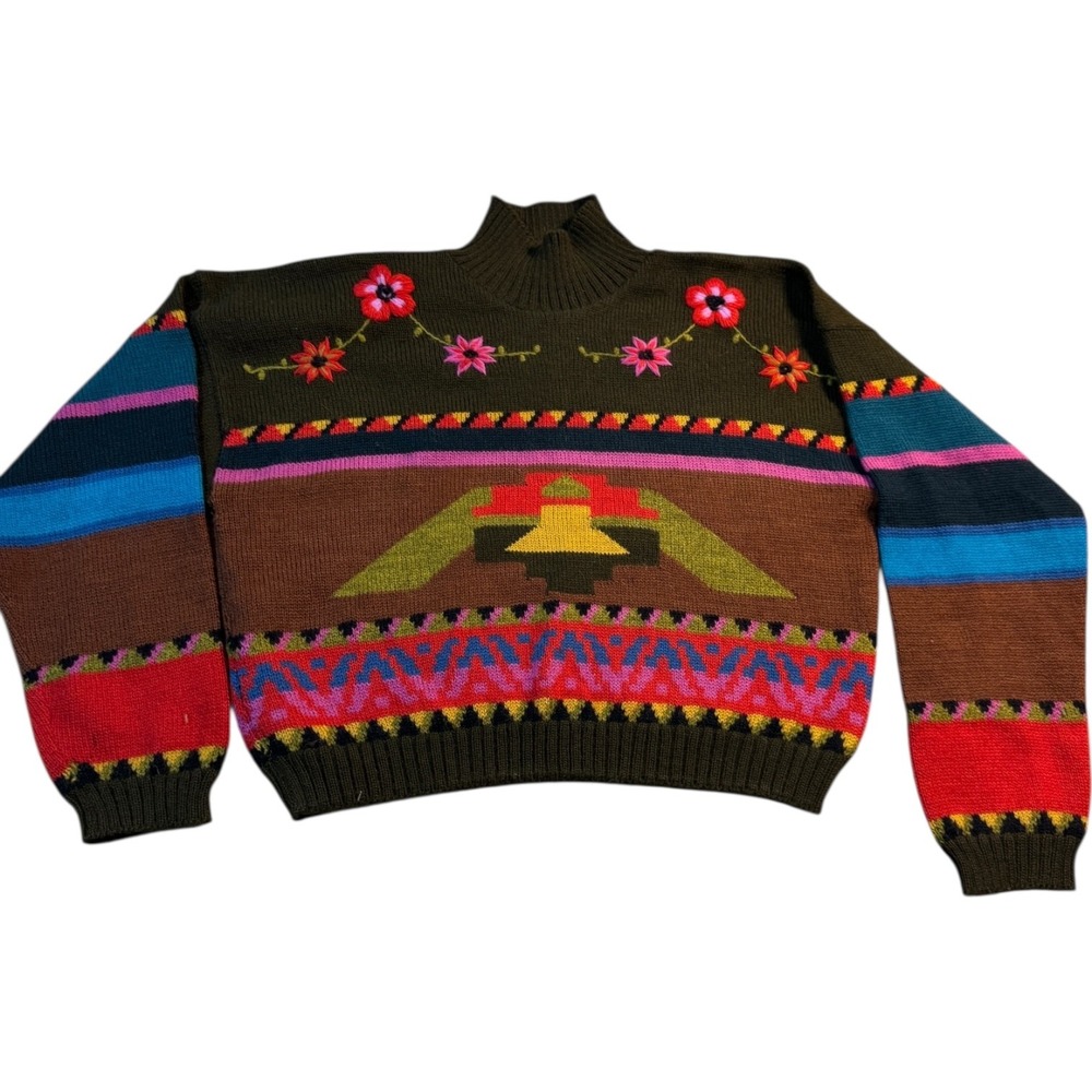 Peruvian Connection 100% Alpaca Sweater S Handmade Bolivia Vintage Southwest